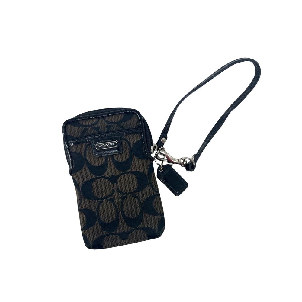 Coach Vintage Signature Pouch Wristlet Wallet Y2K 2000s black brown